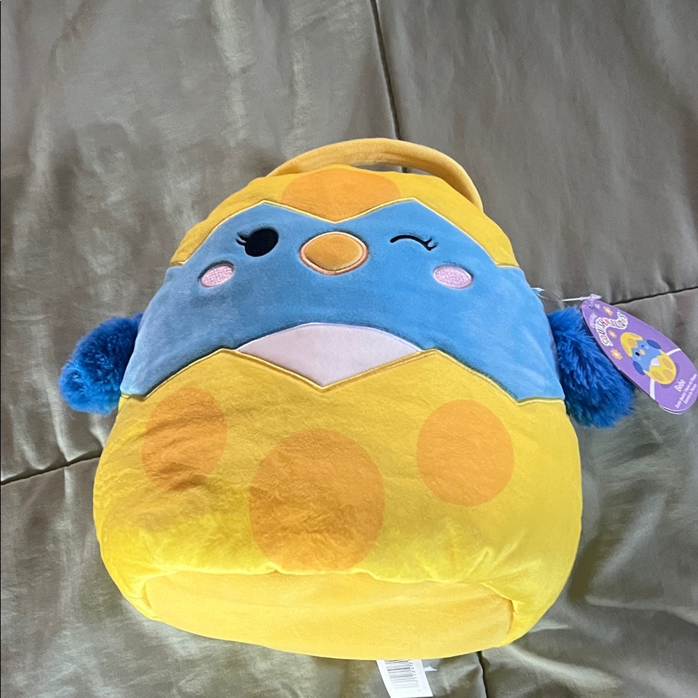 Squishmallows Blue and Yellow Plush Backpack